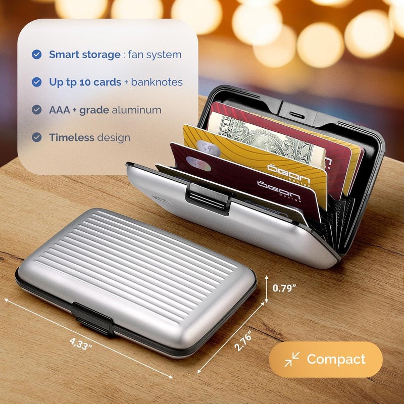 ÖGON -DESIGNS- أوجون -تصاميم- حامل بطاقات من الألمنيوم، حماية RFID ضد الاحتيال وإلغاء المغنطة، محفظة مدمجة، علبة ذكية طراز ستوكهولم V1 - Image 2